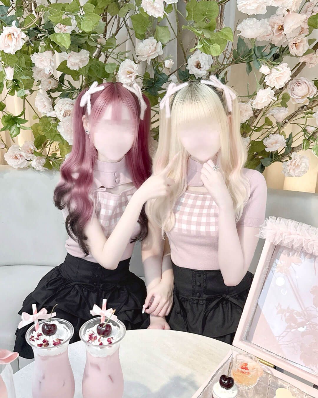ギンガムツインリボントップス グレー | ファッション通販＆メディア