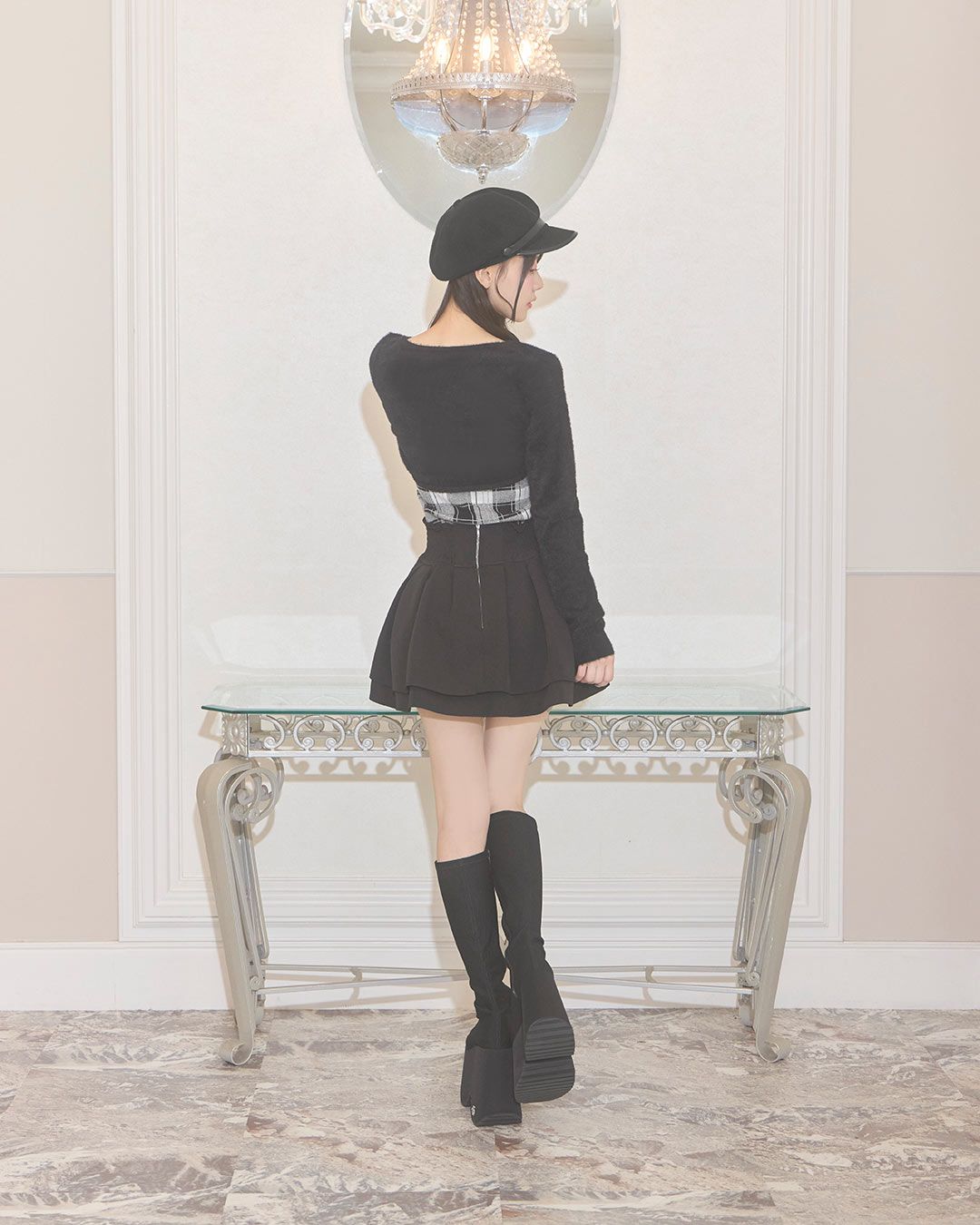 シャギーボレロチェックファートップス ブラック | ファッション通販