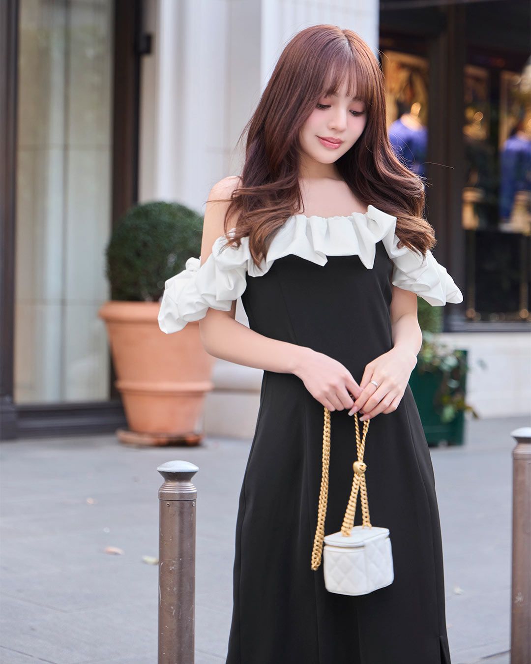 yokochanフリルバイカラーワンピース♪38 yokochanフリルバイカラーワンピース♪38 yokochanフリルバイ