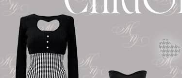 SJJ0361Cハートカット千鳥ニットトップス