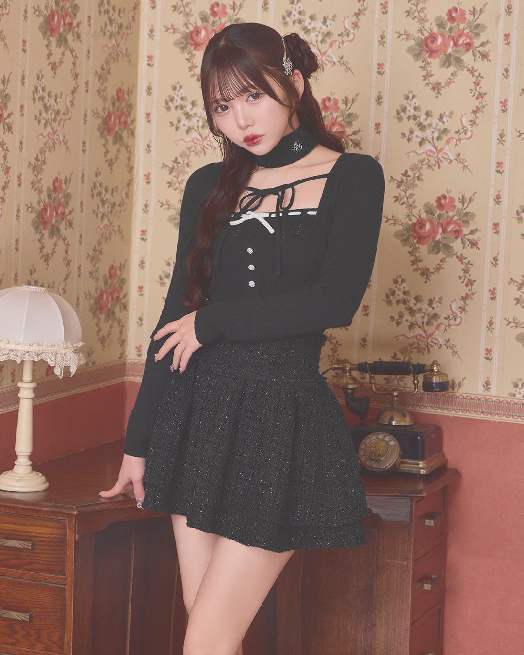ファンシーツイード美脚スカート　ブラック　S ファンシーツイード美脚スカート ホワイト | ファッション通販