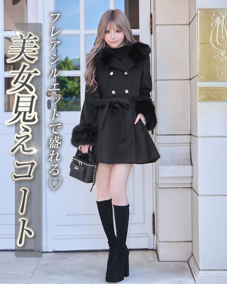 ✦SACLA✦Radyダウンコート、ファーティペット、花びらタンクトップ ドールカラー ハーフ丈トレンチコート FD24W443【Fano Studios