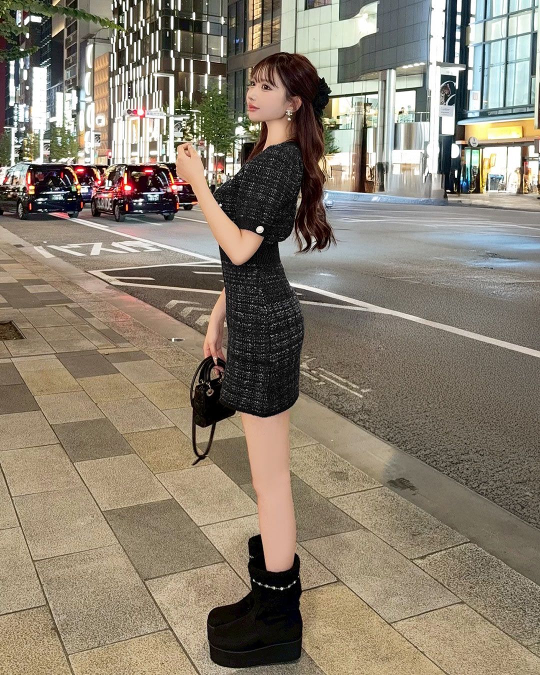 美品　maison de soil パフスリーブワンピース　サイズM ブラック 美品 maison de soil パフスリーブワンピース サイズM ブラック