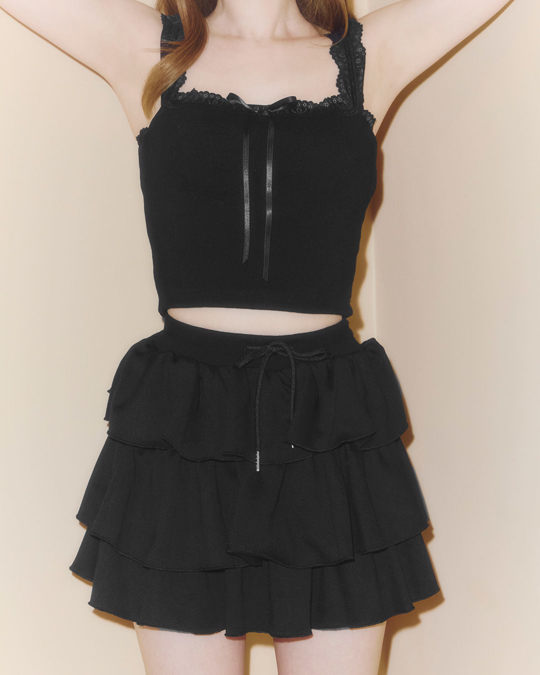 ティアードスカートセットアップ ブラック | ファッション通販