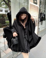 美品♡Mプルミエブラック　フォックスファー ポンチョ コートS 34 ケープコート エムプルミエブラック 日曜日まで34000→33000