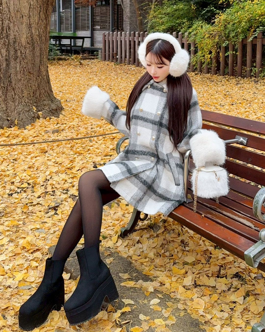 新品タグ付き Cherimi シェリミー ビッグチェックトレンチファーコート Cheri mi - 新品タグ付 Cherimi シェリミー ビッグチェックトレンチ