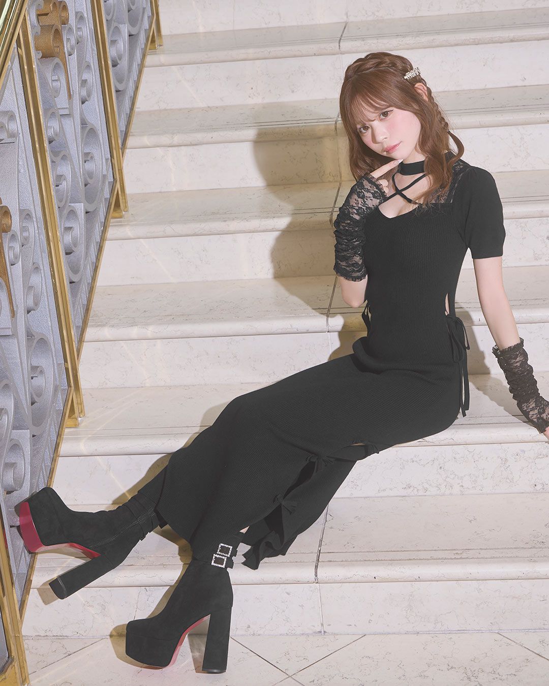 13cm♡きらきらベルトショートブーツ ブラック | ファッション