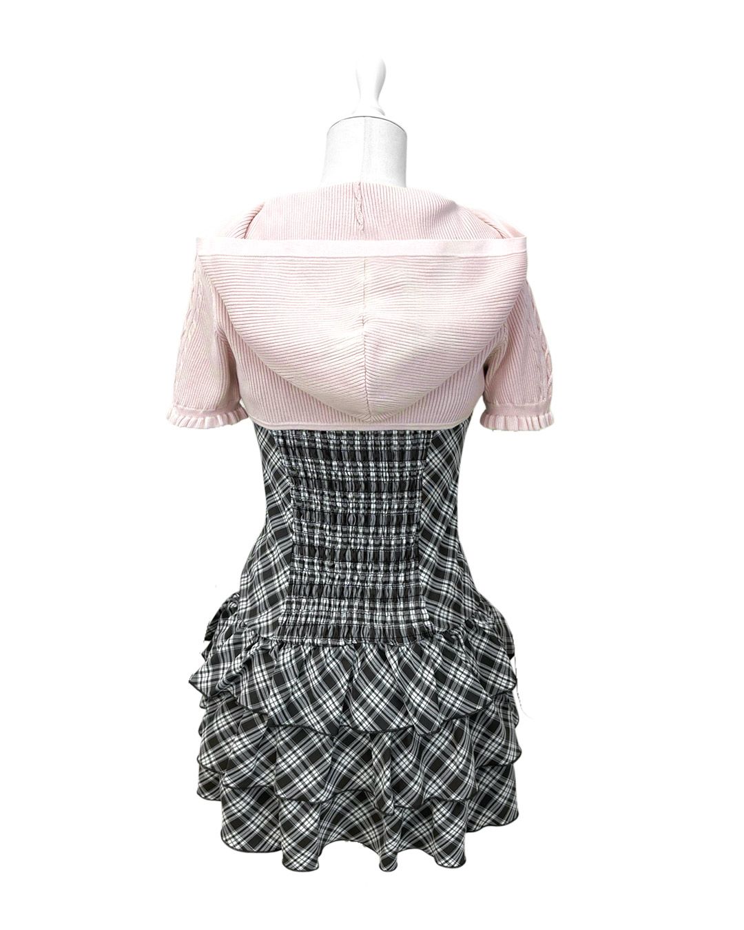 チェックアンサンブルフリルワンピース シェルピンク | ファッション