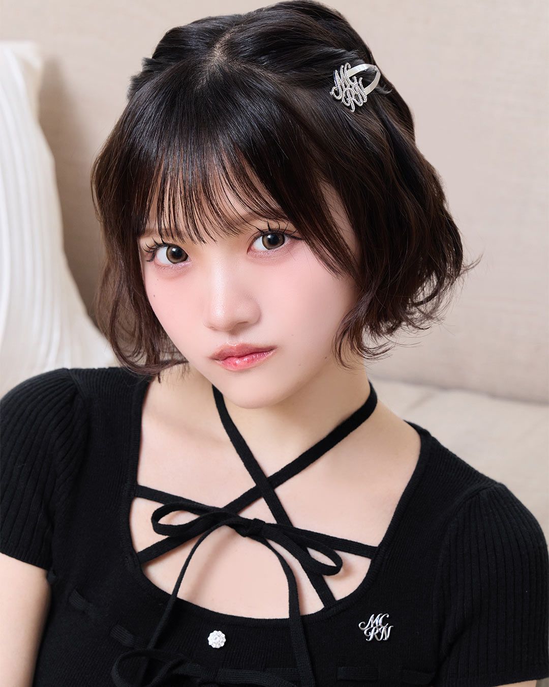ミシェルマカロン デコルテリボンビジュートップス アイボリー デコルテリボンビジュートップス アイボリー | ファッション通販