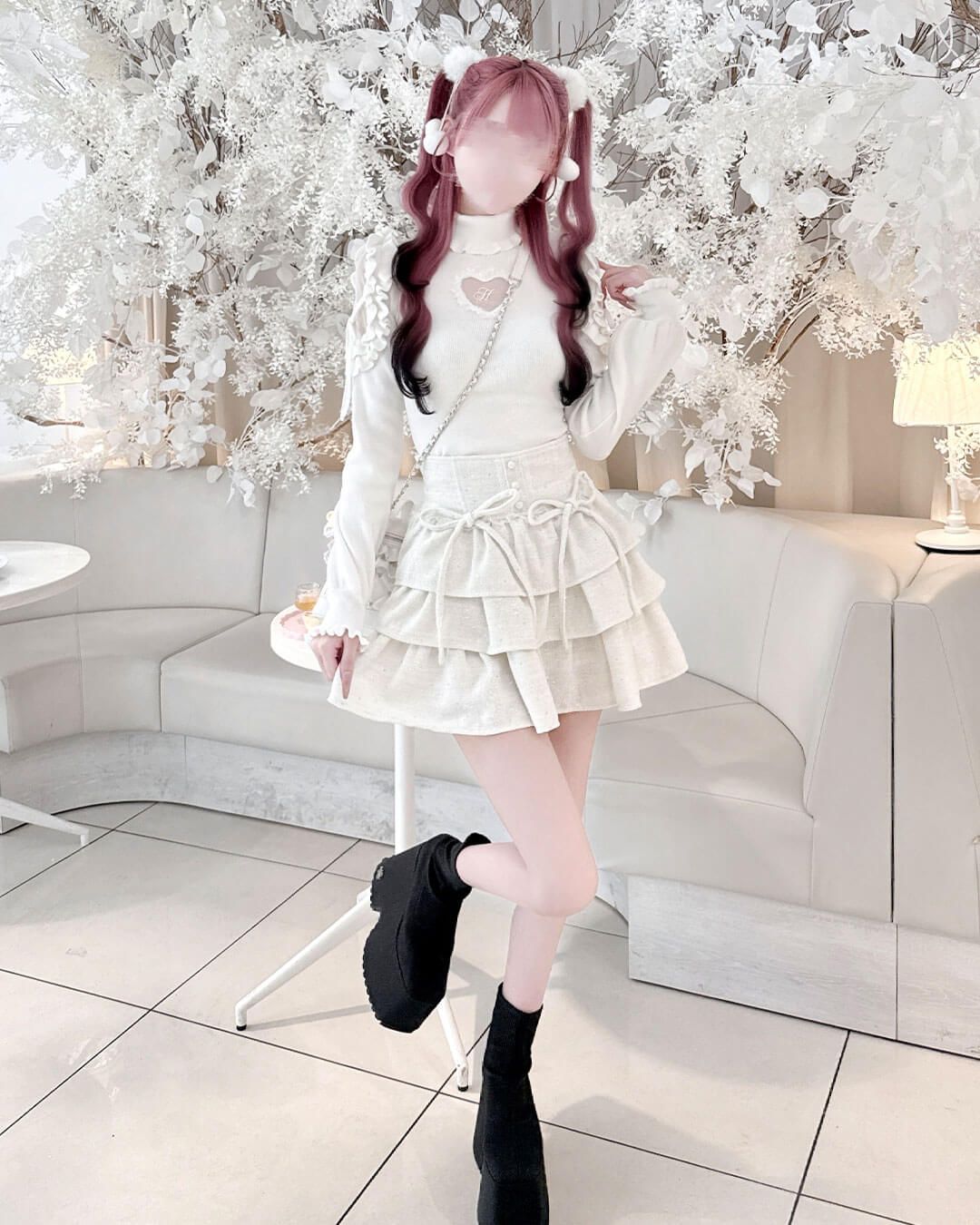 ツイードティアードフリルスカート ブラック | ファッション通販