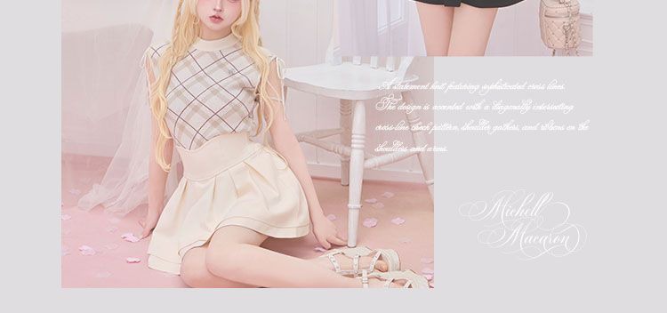 SJJ0409Cクロスラインチェックトップス