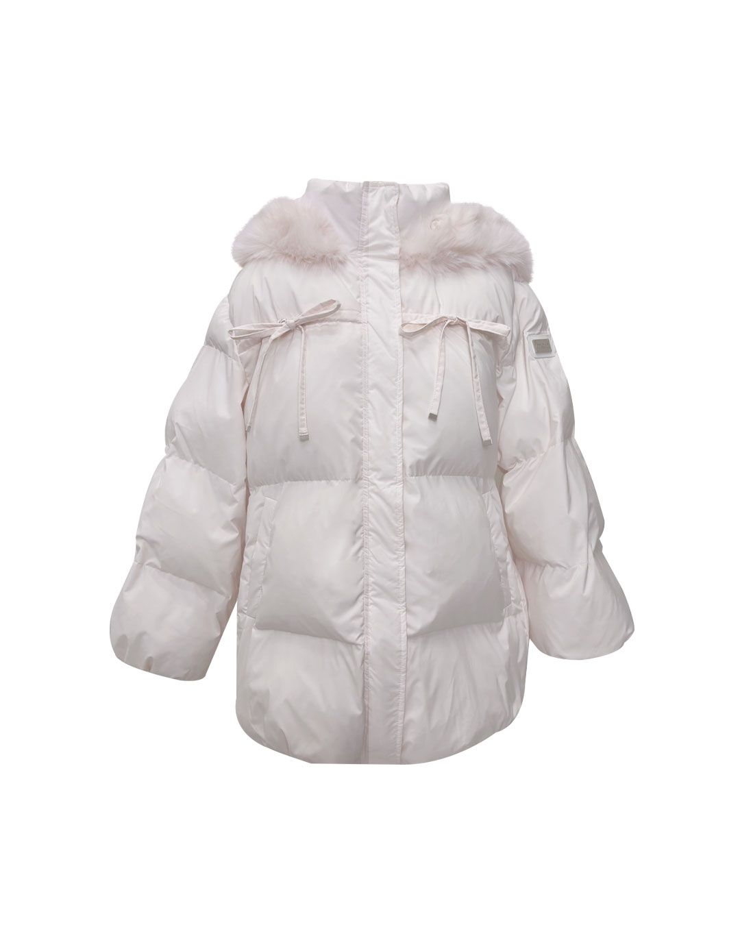 ファーフードリボンダウンコート ピンク | ファッション通販＆メディア