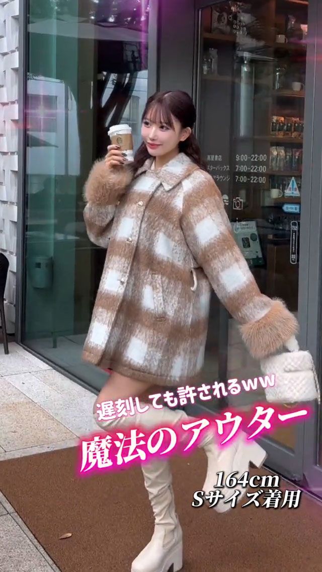 新品タグ付き Cherimi シェリミー ビッグチェックトレンチファーコート 新品タグ付 Cherimi シェリミー ビッグチェックトレンチファーコート