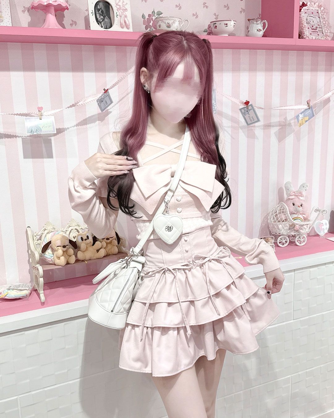 michellMacaron【HONEYMEW】ビッグリボンアンサンブルトップス ミシェルマカロン イモ ビッグリボンアンサンブルトップス ハニー