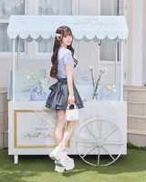ビジューロゴカラーニットトップス ブルー | ファッション通販