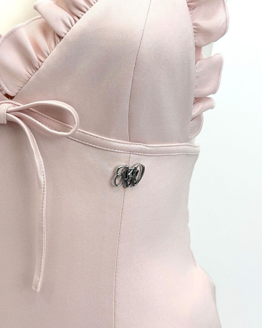 フリルギャザーレザー風キャミワンピ ブラック | ファッション通販