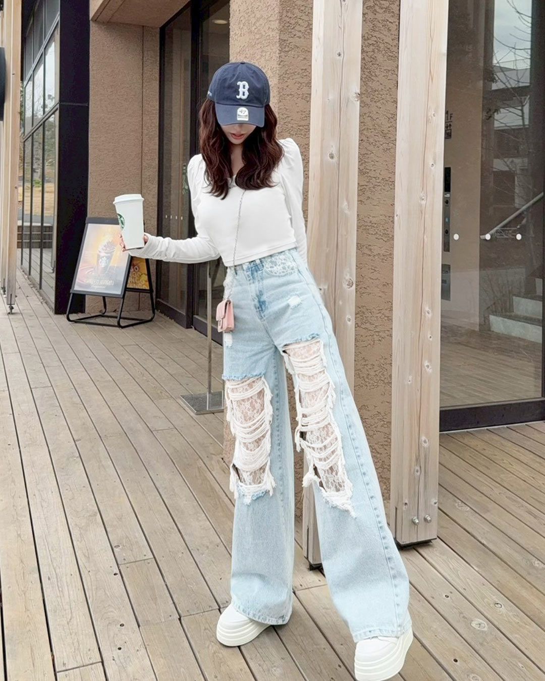 レースクラッシュデニム ブラック | ファッション通販＆メディア