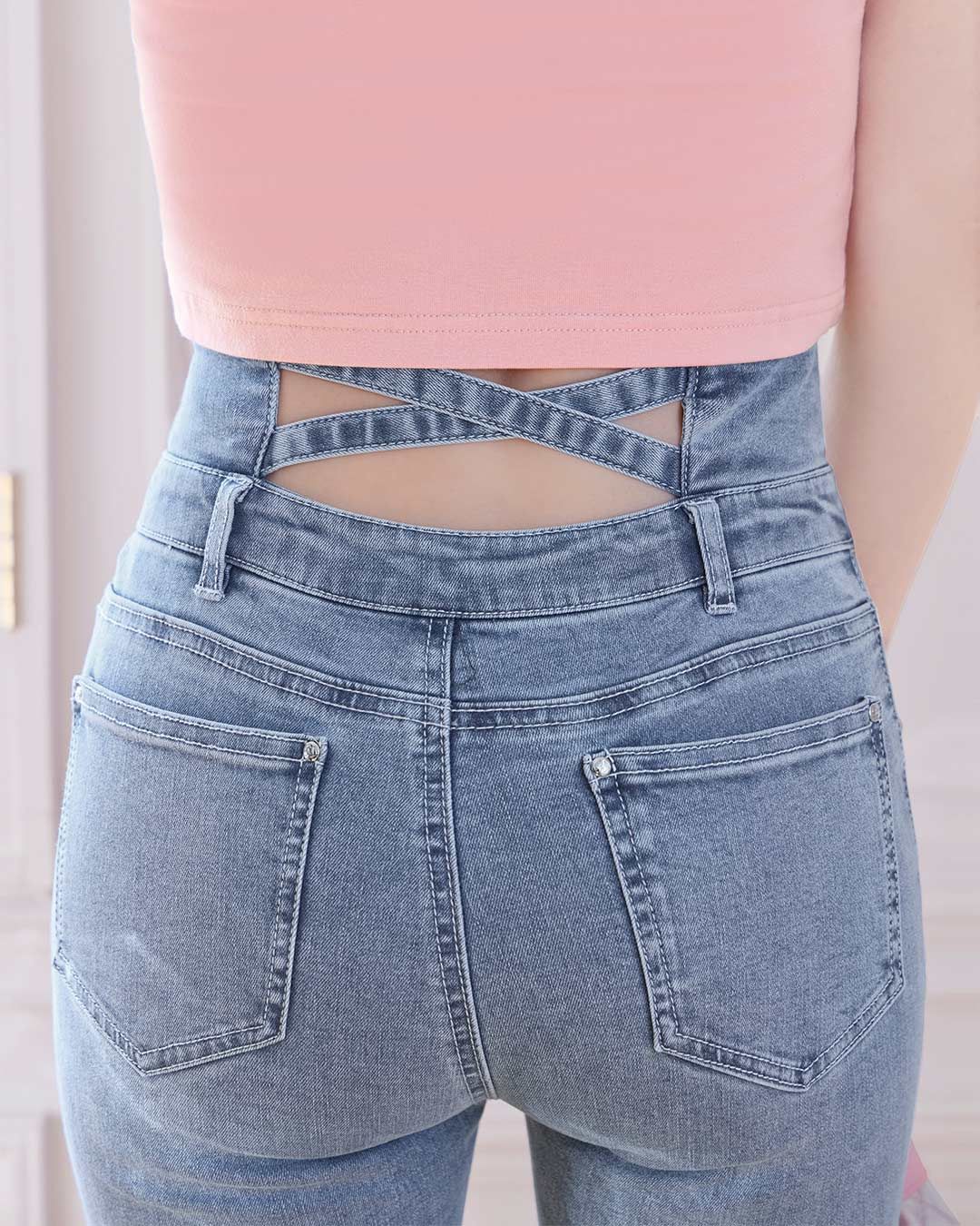 バッククロススキニーデニム ブラック | ファッション通販