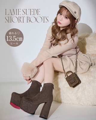 ミシェルマカロン ファーショートブーツ ヒール ベージュ ファーショートブーツ ベージュ | ファッション通販＆メディア