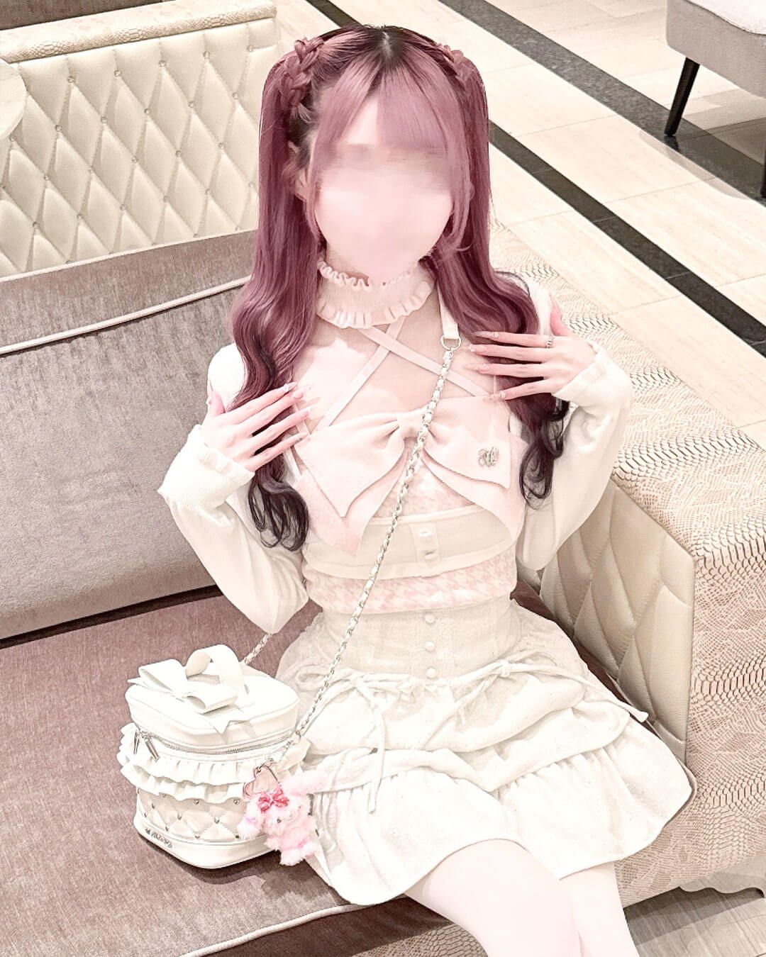 チョーカー付きビッグリボンアンサンブルトップス サックスブルー