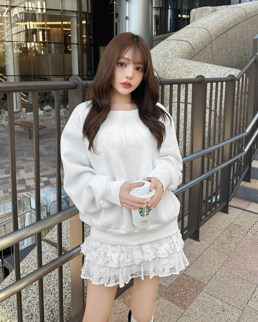 レースティアードスカート(インナーパンツ付) ホワイト