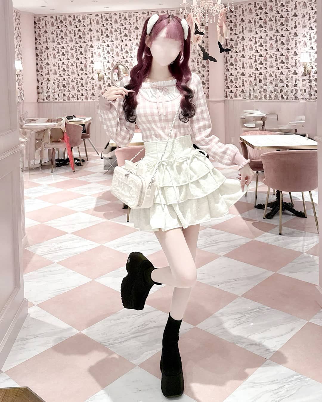 ストラップリボンギンガムチェックトップス ピンク | ファッション通販