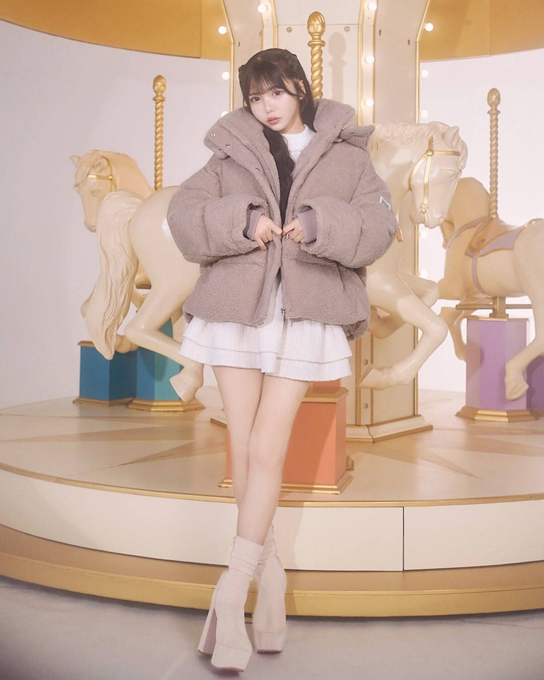 フーディーボアショートブルゾン オフホワイト | ファッション通販