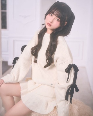 オリジナルチェック柄パイピングリボントップス ブラック