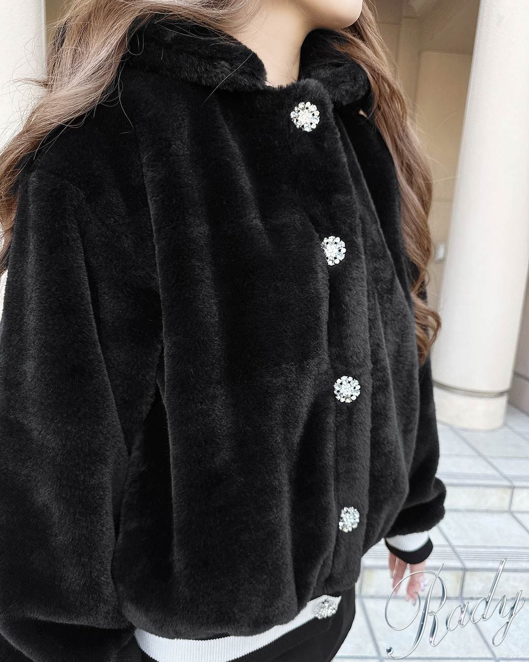 Cookies SF ファー付きフードジャケット ブラック L フード付きファーコート