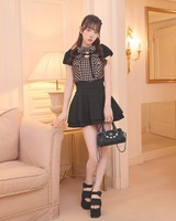 ボレロsetフロントリボンチェックトップス ブラウン | ファッション