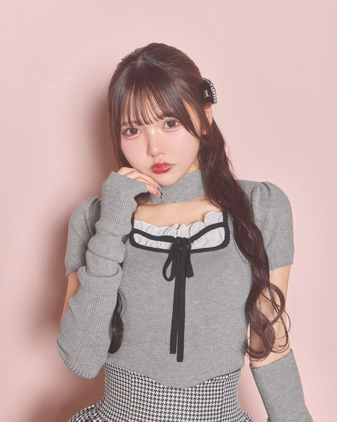 チョーカーニットトップス グレー | ファッション通販＆メディア