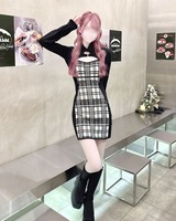 チェックレイヤードアンサンブルワンピース ブラック | ファッション