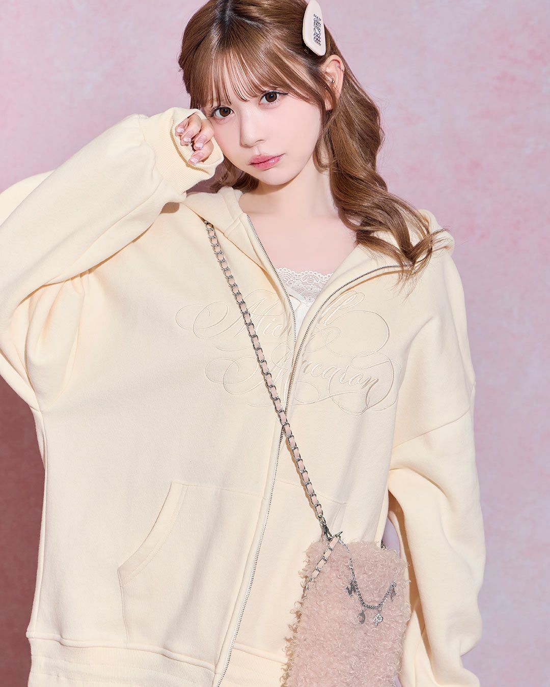 刺繍ビッグパーカーワイドパンツ3点セット アイボリー | ファッション