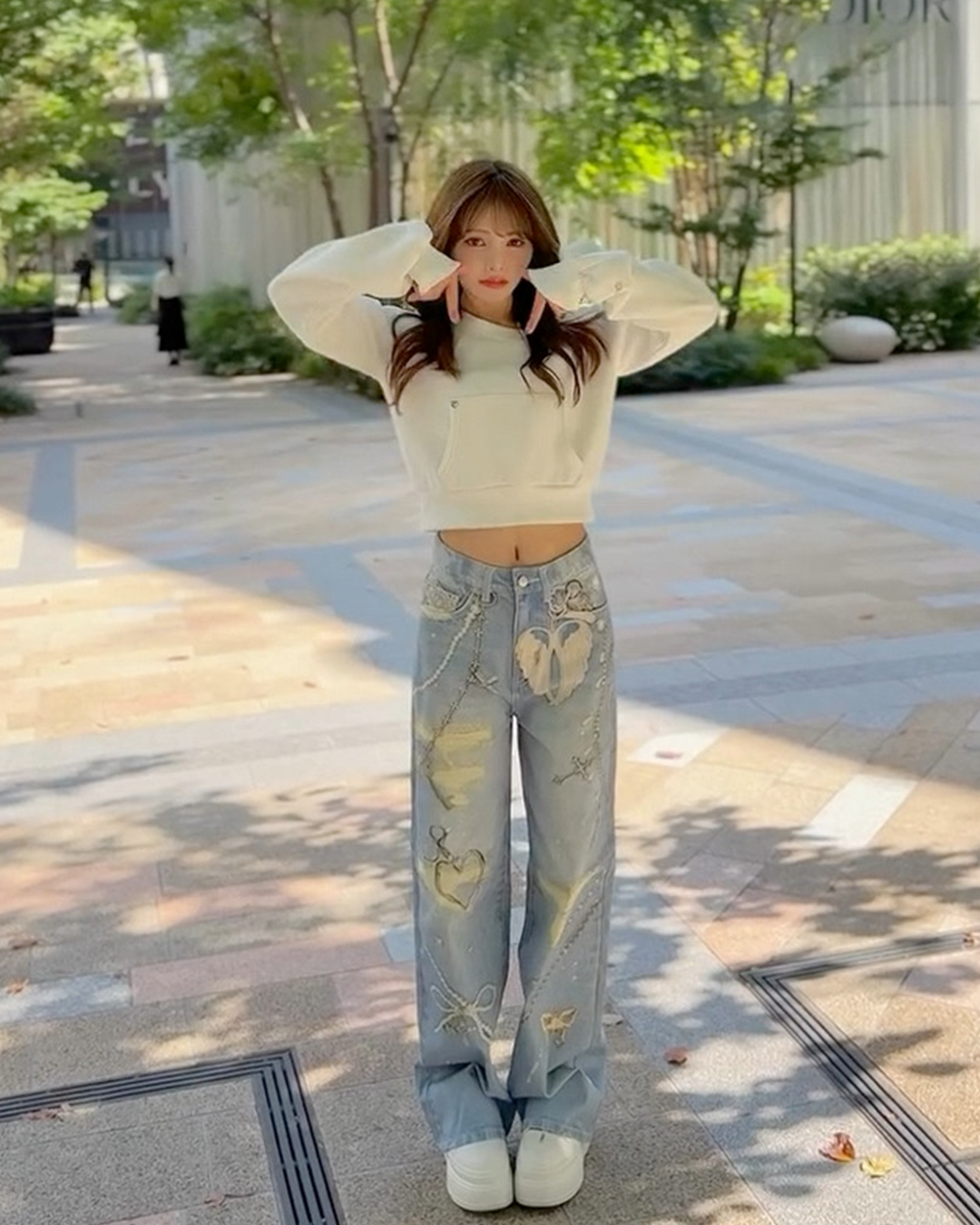 SOLNI プリントワイドデニム パンツ 3d794c19fb7c719c9bfb5fdfaab613