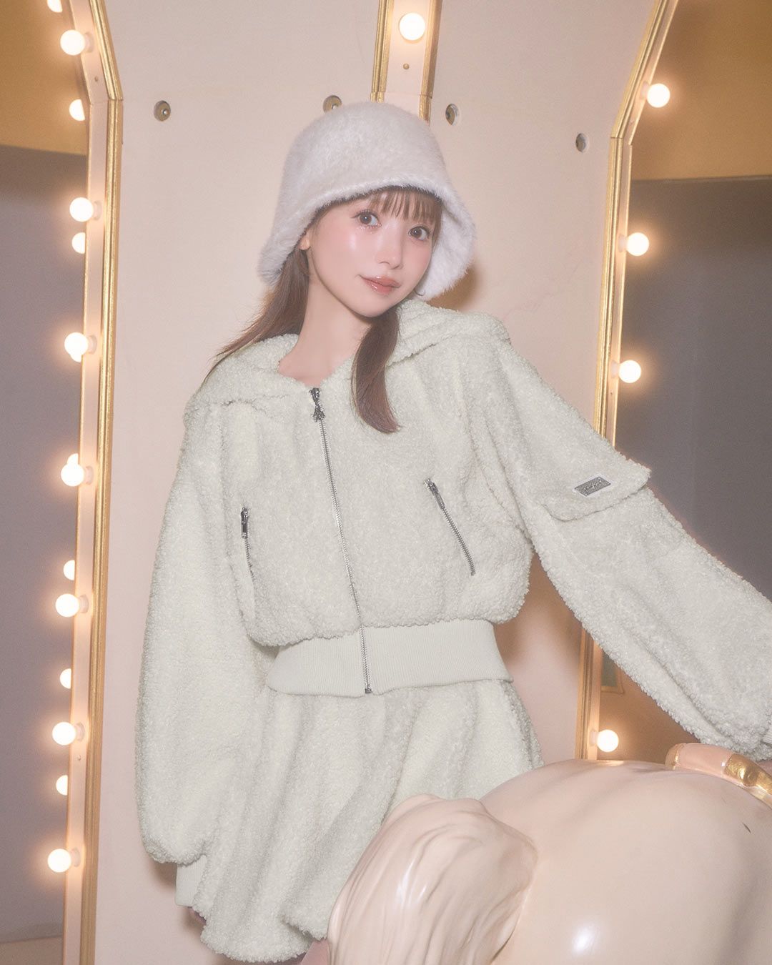 ボアフーディセットアップ くすみピンク | ファッション通販＆メディア