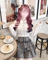 ミシェルマカロン ハニーミュウ オフショルボレロチェックアンサンブルワンピース オフショルボレロチェックアンサンブルトップス ホワイト