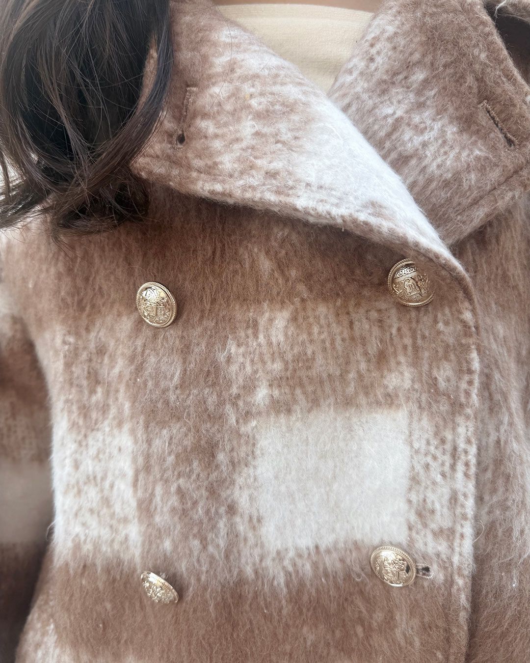 ビッグチェックトレンチファーコート ベージュ | ファッション通販