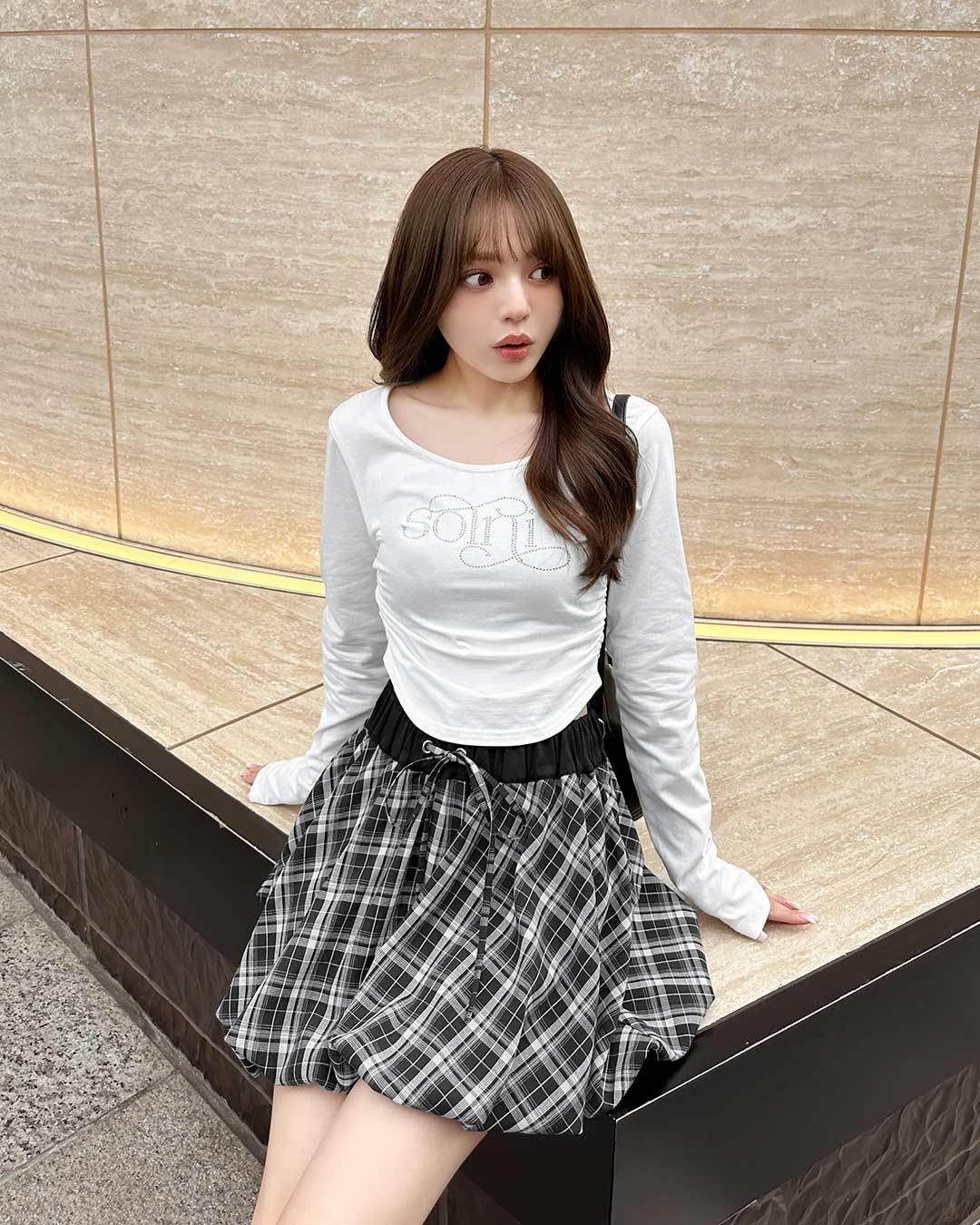 チェックバルーンスカート ブラック | ファッション通販