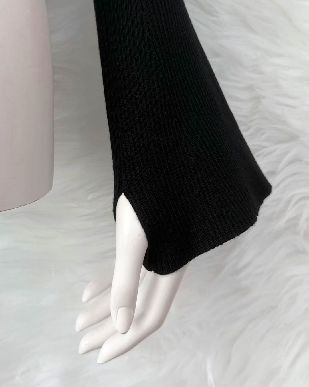 レースチョーカー付き千鳥柄トップス ブラック | ファッション通販