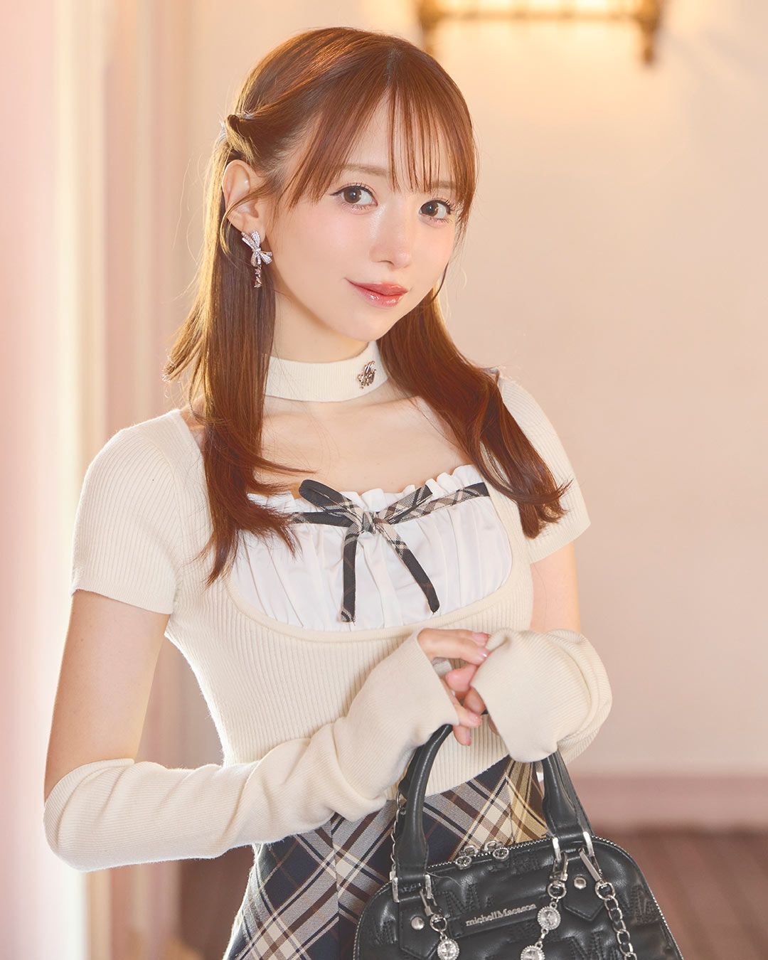 チェックドッキングマーメイドロングワンピ アイボリー | ファッション