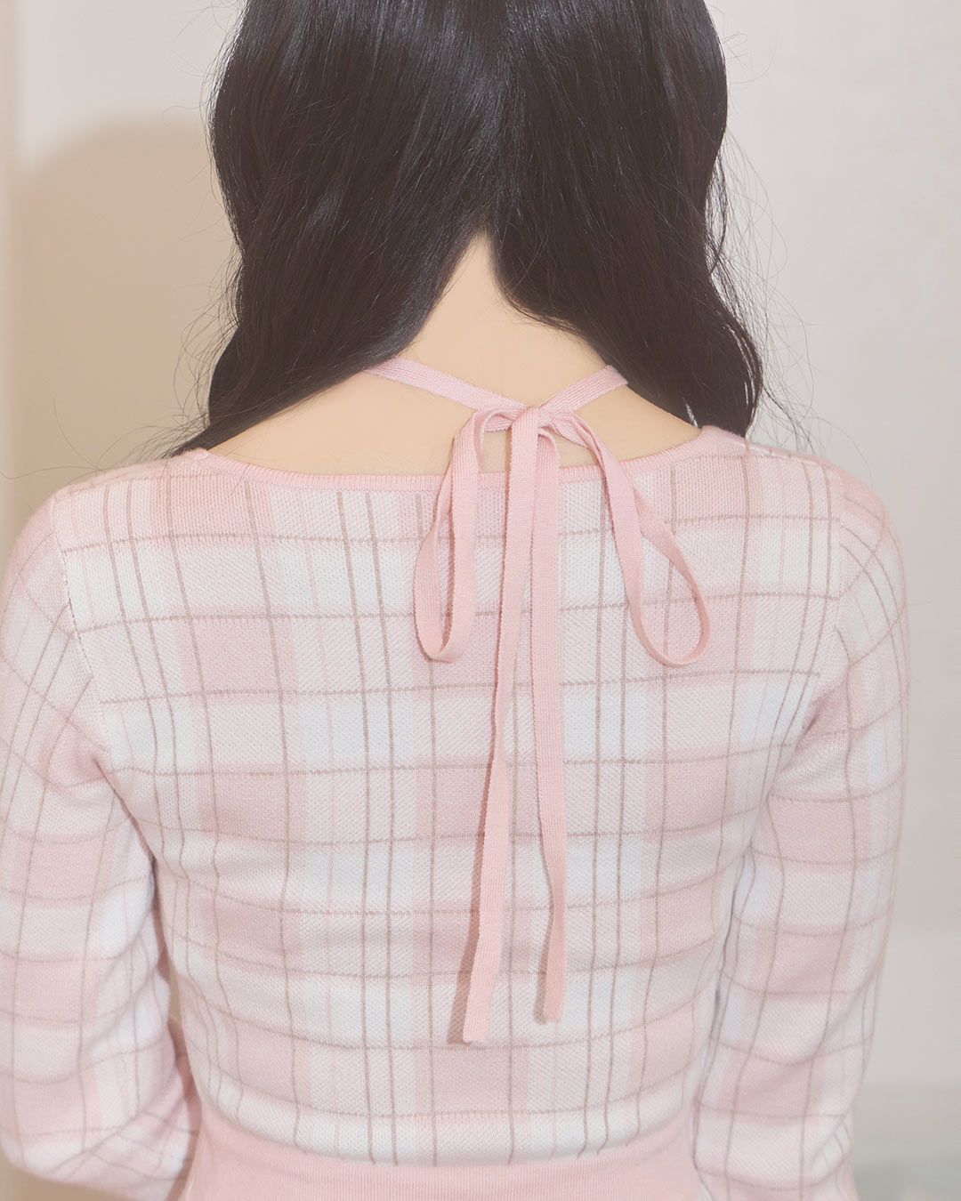 クロスリボンチェックファーワンピ ブラック | ファッション通販