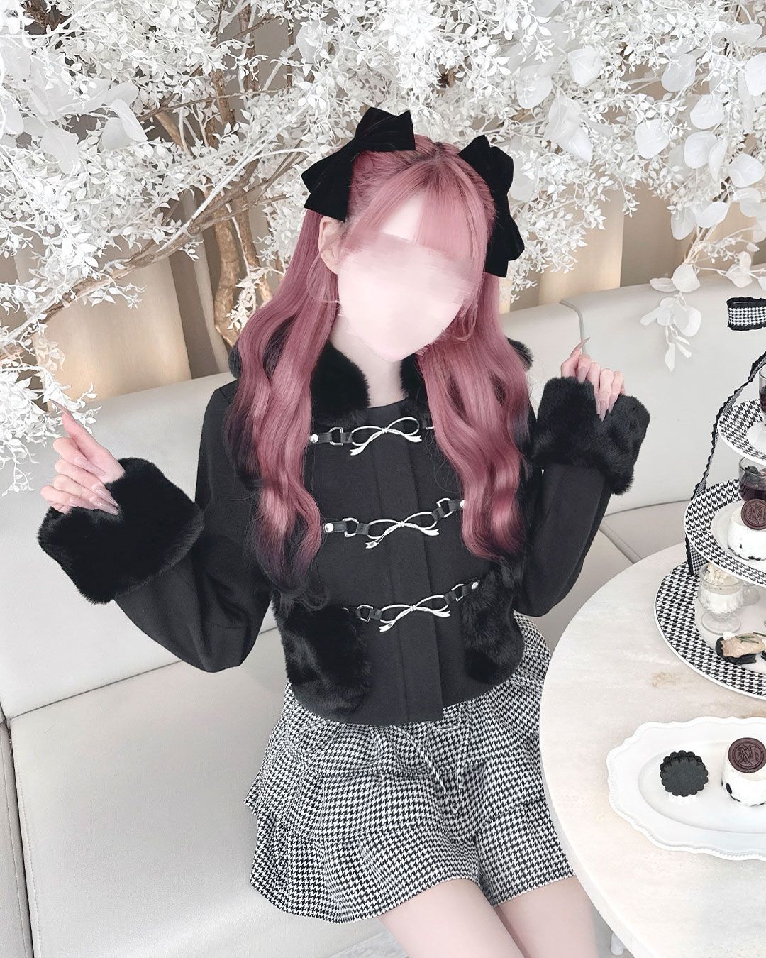 HONEY MEW リボンビットフードショートコート　XS リボンビットフードショートコート ホワイト | ファッション通販