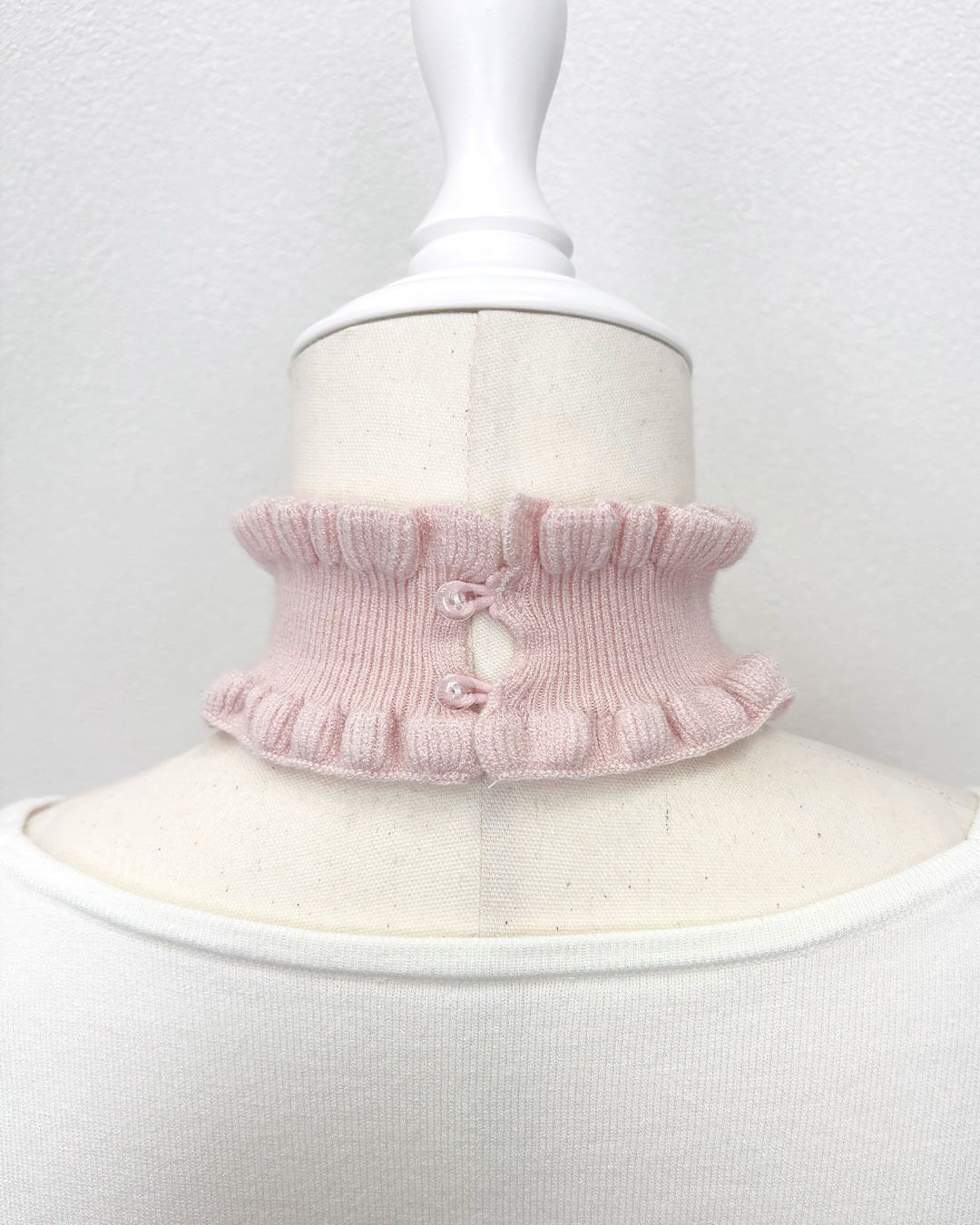 チョーカー付きビッグリボンアンサンブルトップス サックスブルー