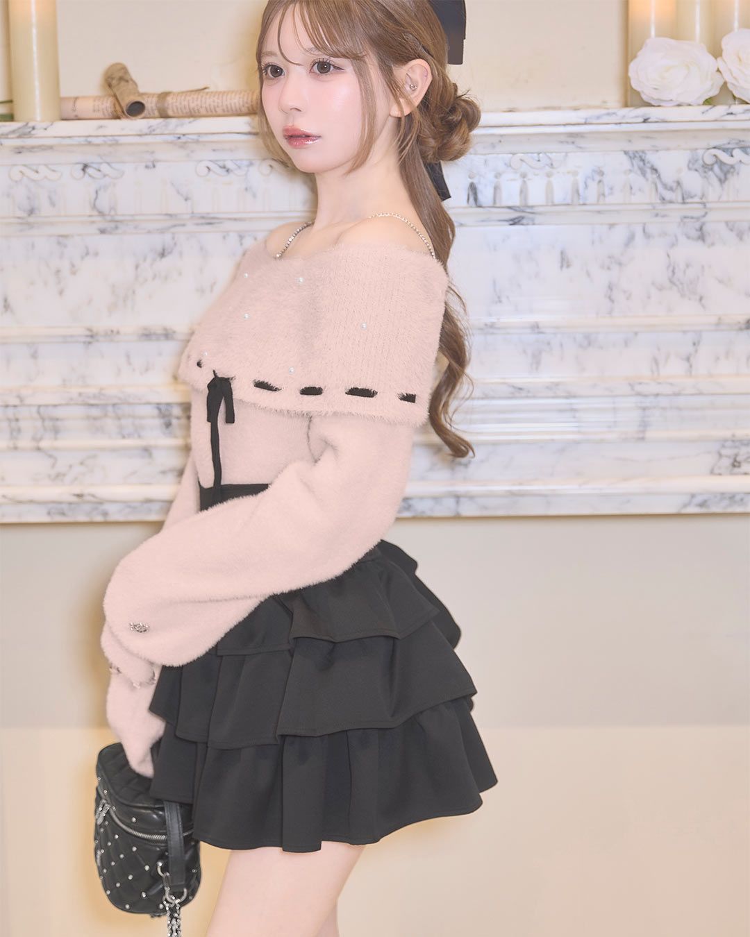 フリル美脚スカート xsサイズ ミシェルマカロン フリル美脚スカート ブラック | ファッション通販＆メディアMyColor
