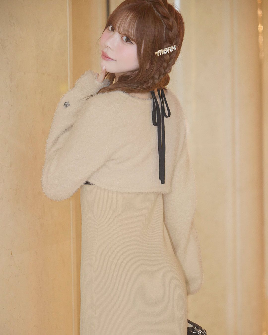 シャギーボレロsetニットワンピ グレー | ファッション通販＆メディア