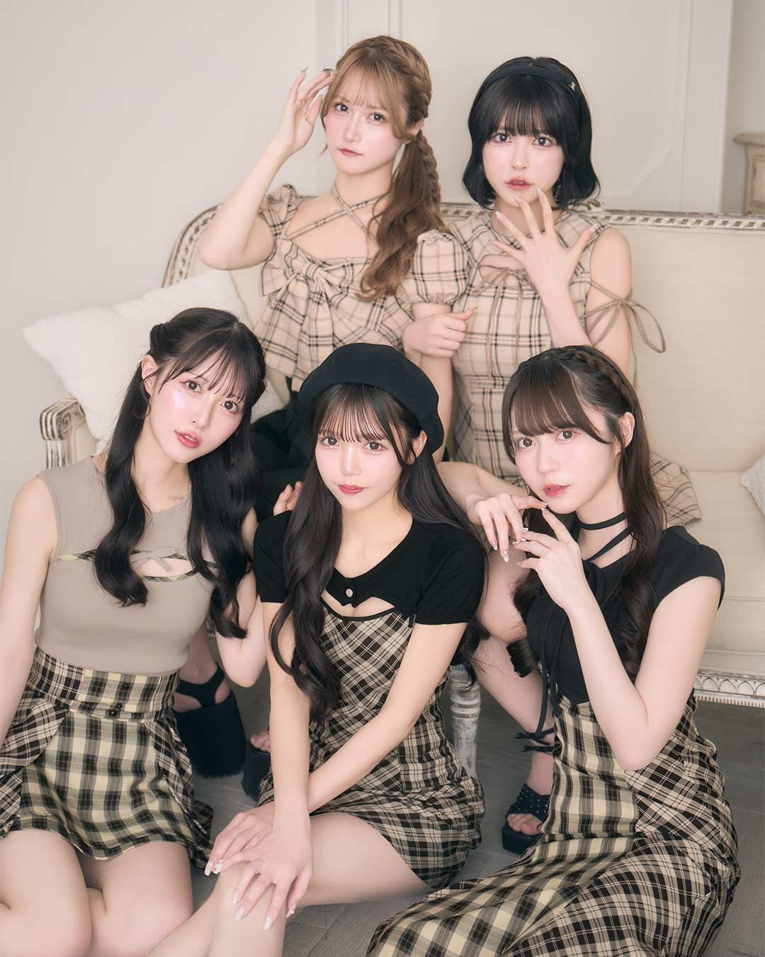 フリルチェックミニスカート ブラウン×ベージュ | ファッション通販