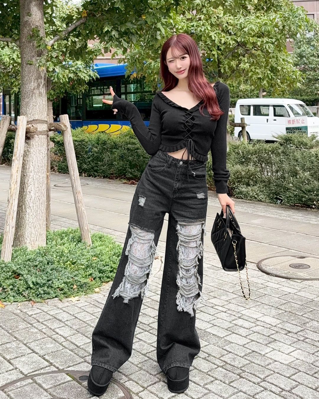 レースクラッシュデニム ライトブルー | ファッション通販＆メディア