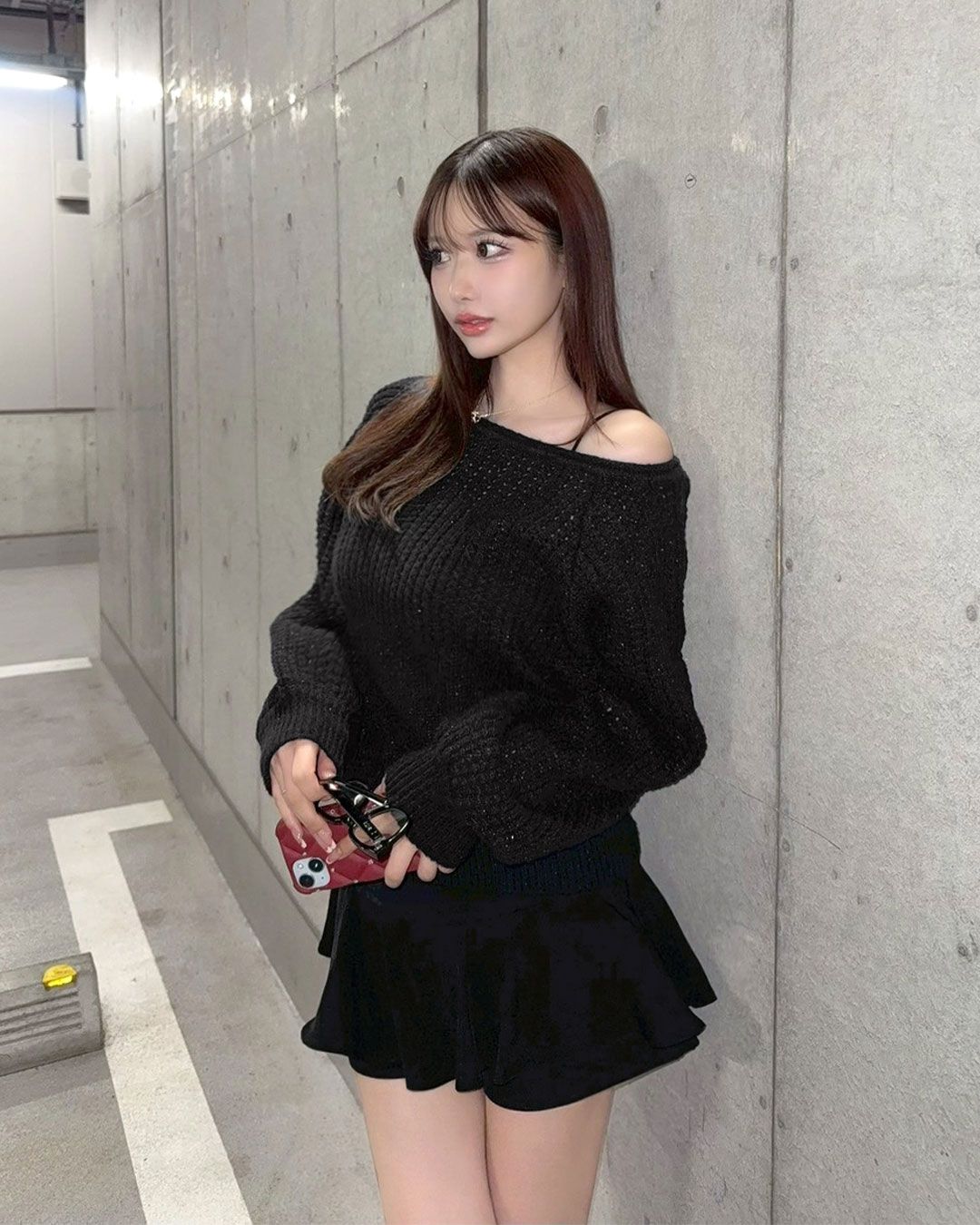 ワンショルカギ編みラメトップス