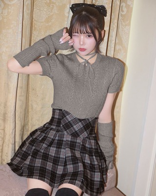 ミシェルマカロンスカートセット（チェック柄・ブラック） ミシェルマカロン ブロックチェック柄 美脚スカート M - メルカリ