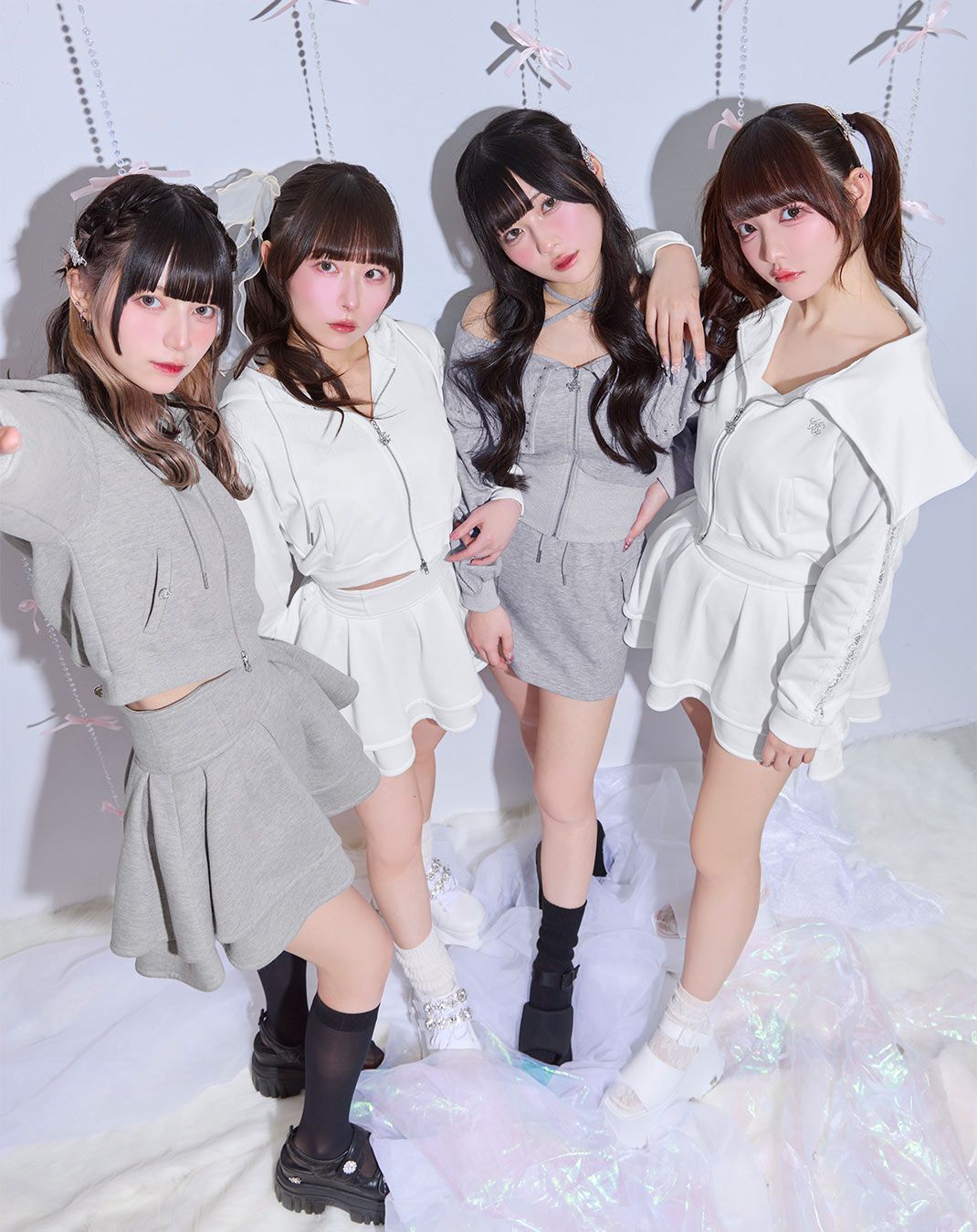 新品❤️ドレスラボ　セットアップ　グレー　スカート　ブラウス　4点セット　リボン DRESS LAB セットアップ 「セレモニースーツセットアップ/手洗い